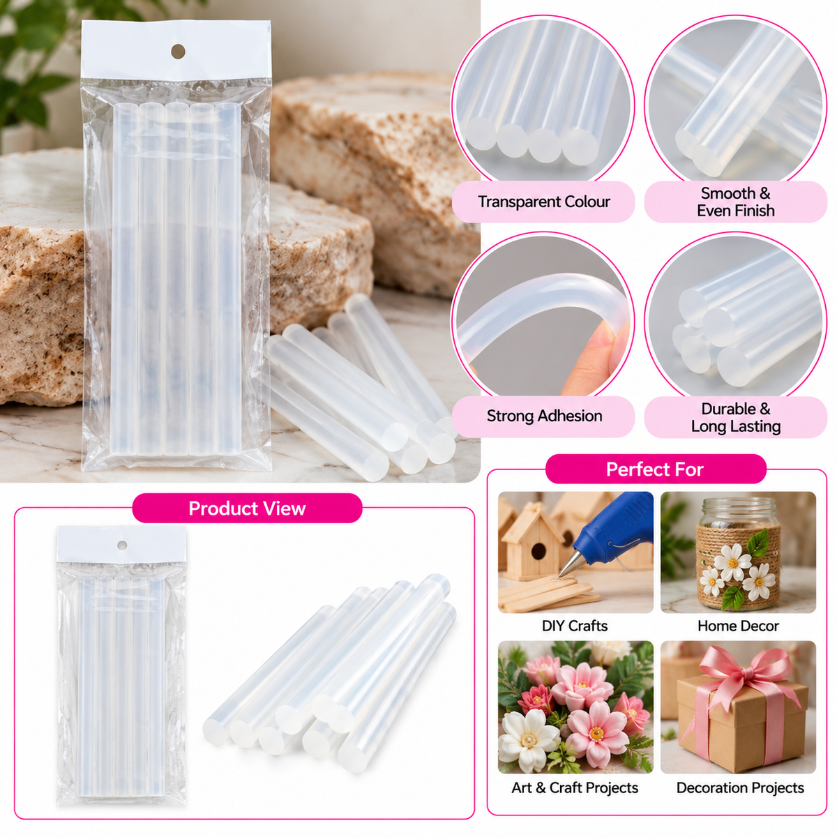 11mm Hot Melt Glue Sticks (17.5cm) – Pack Of 5