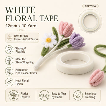 White Floral Tape – 12 MM × 10 Yard