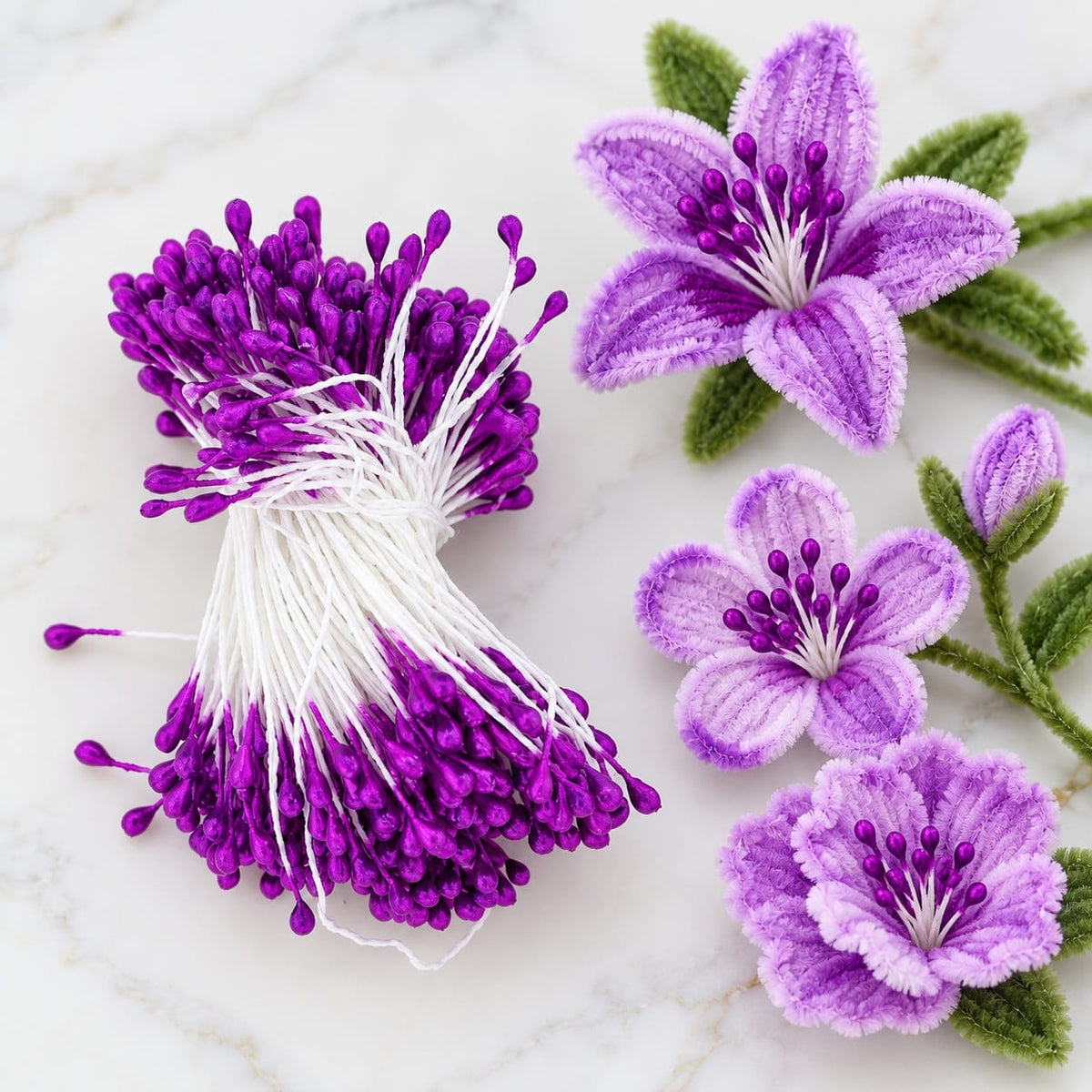 GENERIC Purple Artificial Flower Polons / Stamens for Flower Making – 5–6 CM | Approx. 20–22 GM Pack