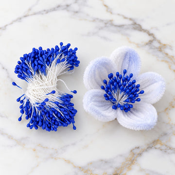 GENERIC Blue Artificial Flower Polons / Stamens for Flower Making – 5–6 CM | Approx. 20–22 GM Pack
