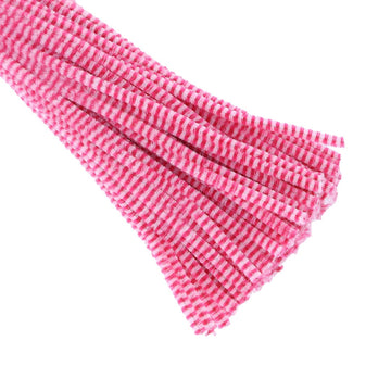 Crafteria White & Magenta Chenille Stripe Pipe Cleaners
