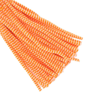 Crafteria White & Orange Chenille Stripe Pipe Cleaners