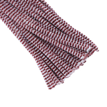 Crafteria White & Maroon Chenille Stripe Pipe Cleaners