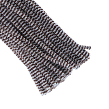 Crafteria White & D.Brown Chenille Stripe Pipe Cleaners
