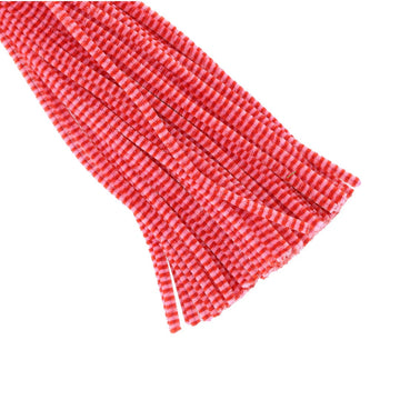 Crafteria L.Pink & Red Chenille Stripe Pipe Cleaners