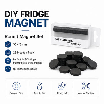 10 × 3 mm Round Black Ferrite Magnets – Pack of 25