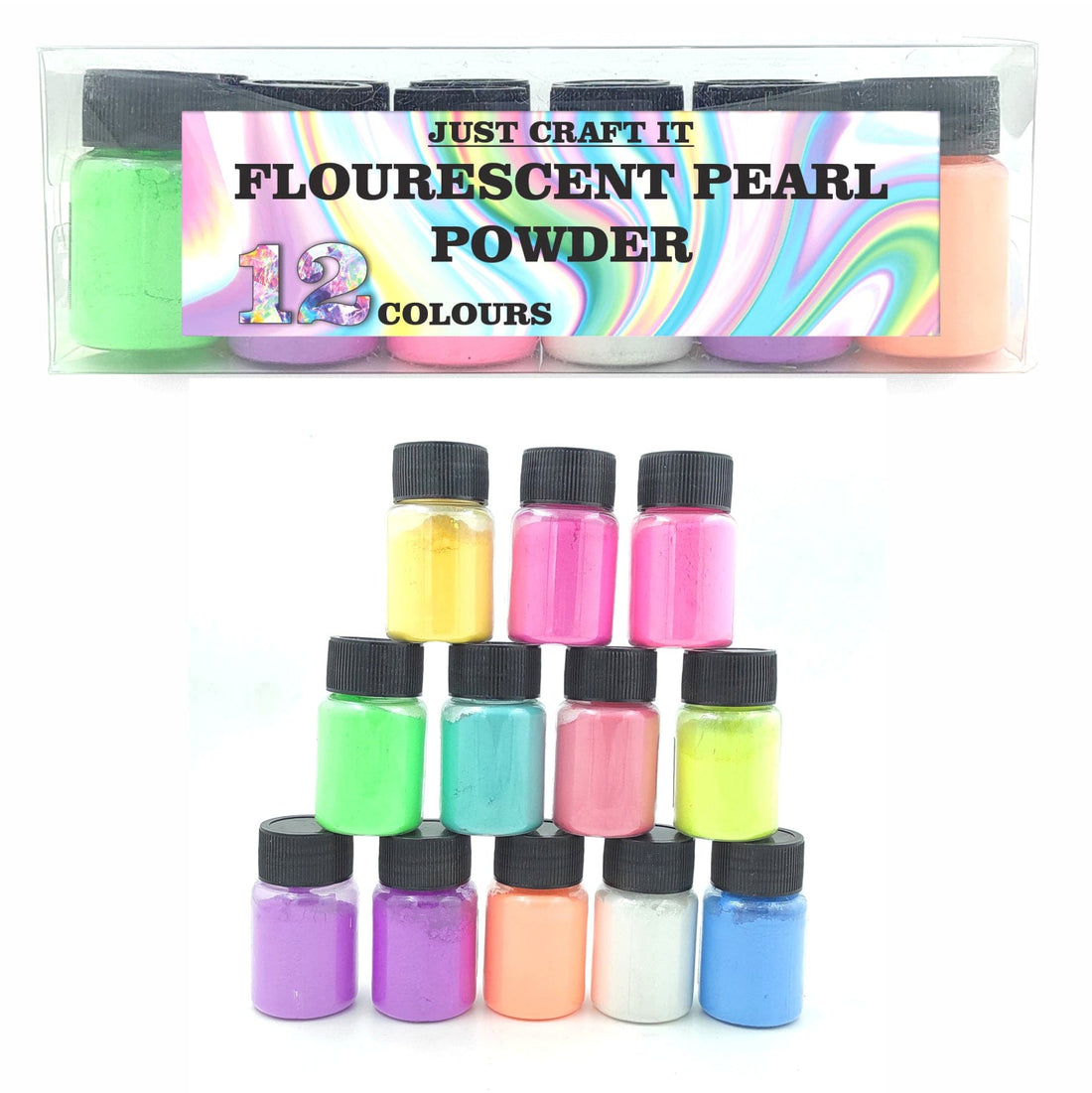 JUST CRAFT IT MICA POWDER 12 Shades Fluorescent Pearl Mica Powder