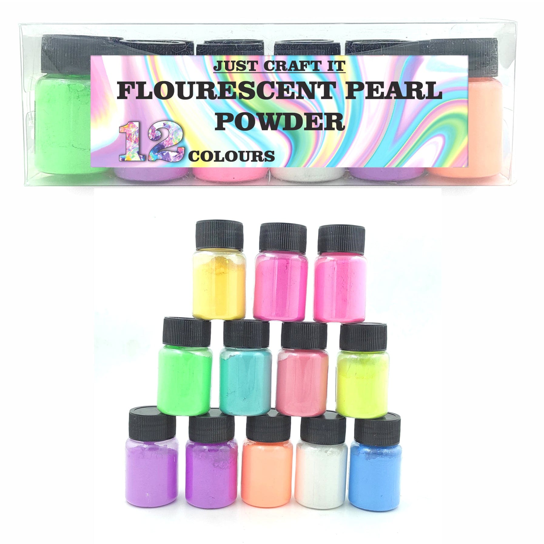 JUST CRAFT IT MICA POWDER 12 Shades Fluorescent Pearl Mica Powder