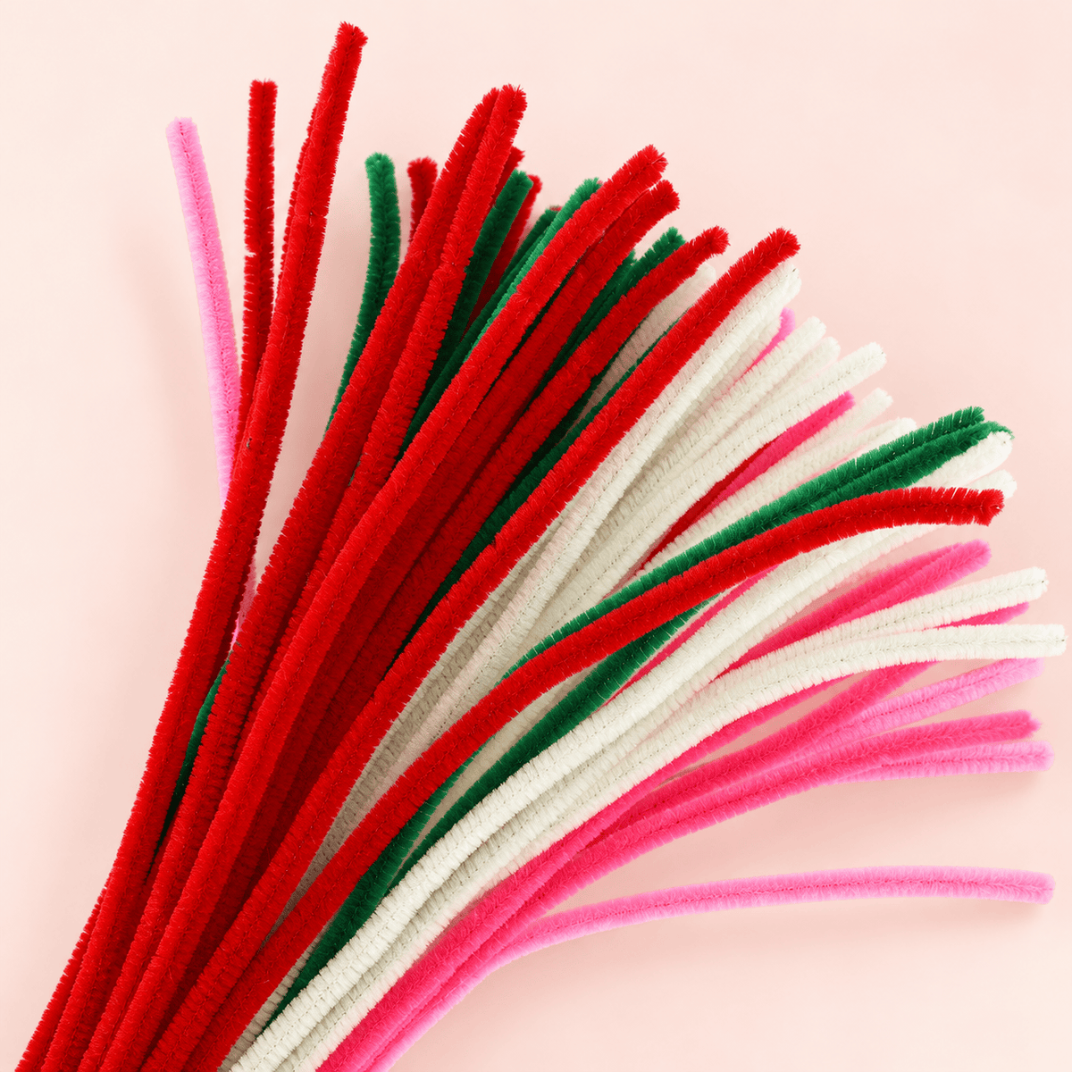 generic Fluffy Valentine Theme 6MM Pipe Cleaners for DIY Crafts – Red, Pink, White & Green | Approx. 100 Pcs