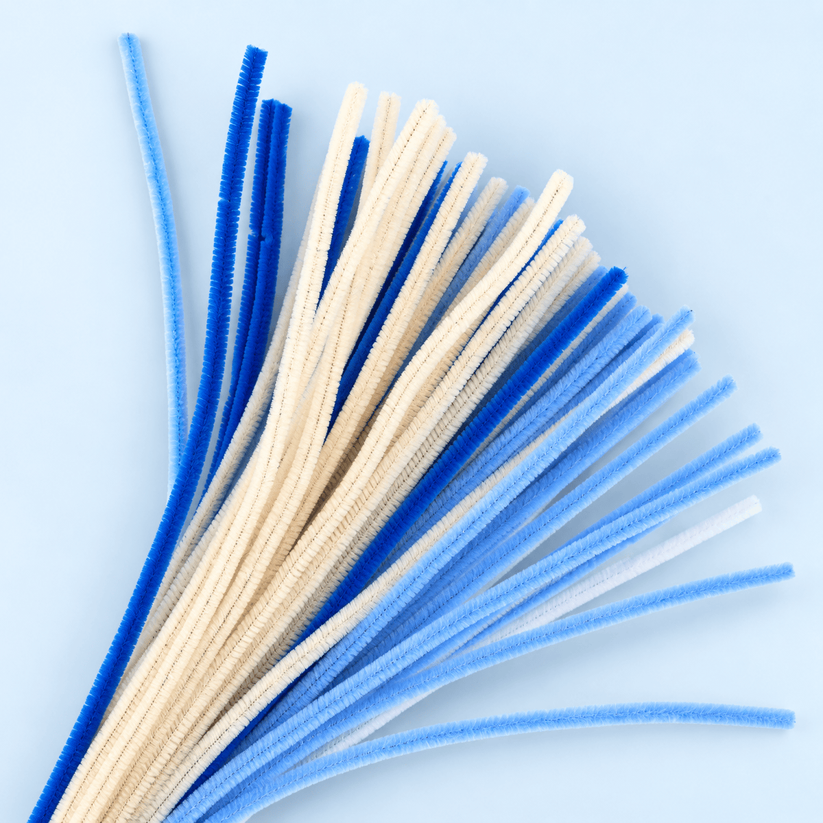 generic Fluffy Baby Boy Mix 6MM Pipe Cleaners for DIY Crafts – Royal Blue, Sky Blue & White | Approx. 100 Pcs
