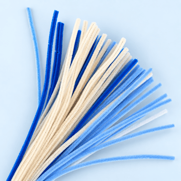 generic Fluffy Baby Boy Mix 6MM Pipe Cleaners for DIY Crafts – Royal Blue, Sky Blue & White | Approx. 100 Pcs