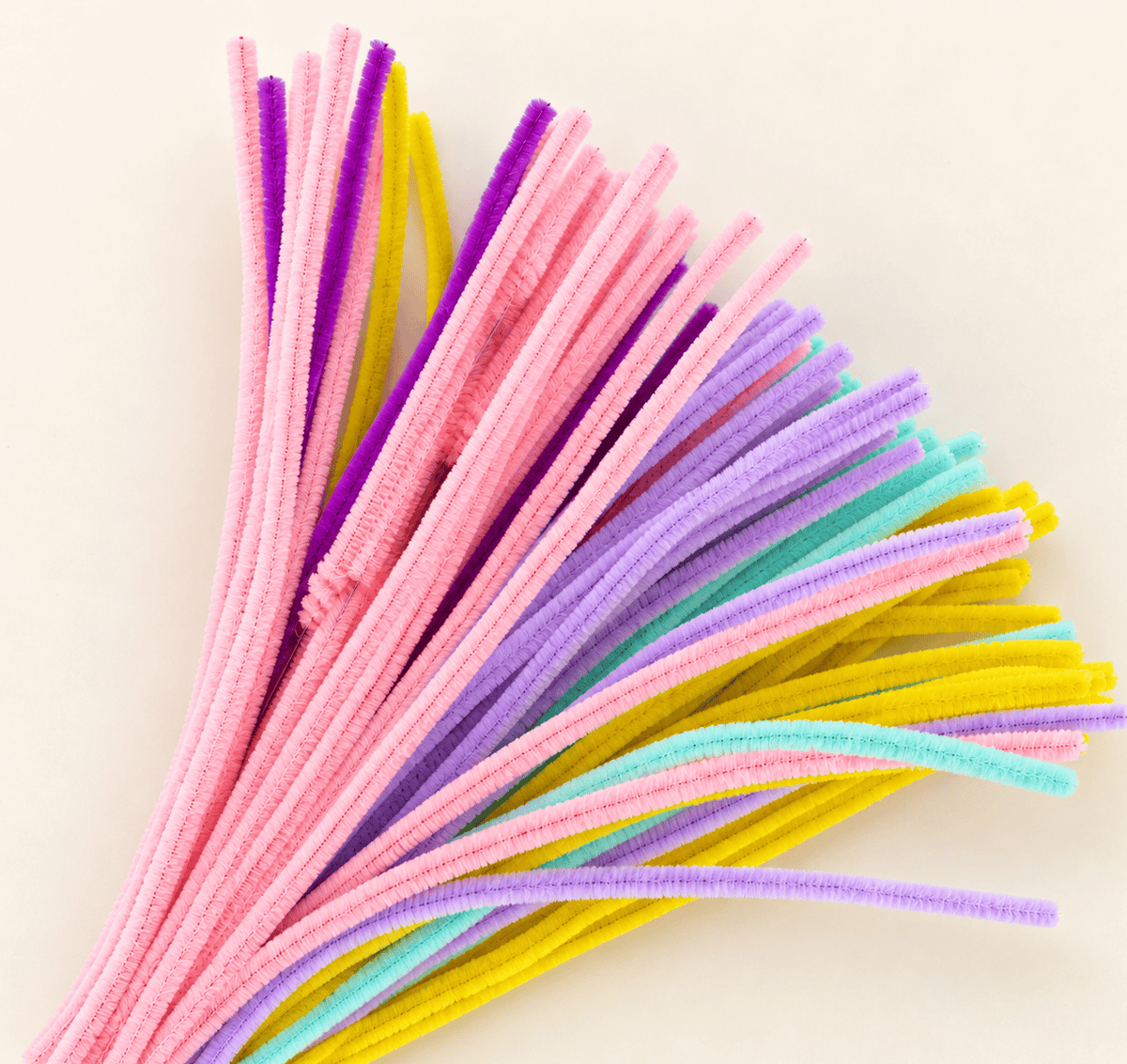 generic Unicorn Theme Fluffy 6MM Pipe Cleaners for DIY Crafts – Pink, Purple, Yellow & Aqua | Approx. 100 Pcs
