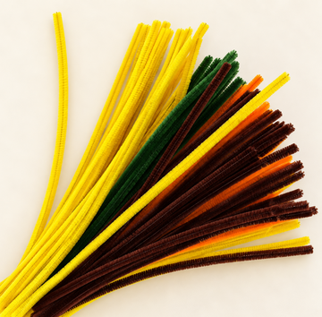 Fluffy Sunflower Mix 6MM Pipe Cleaners for DIY Crafts – Yellow, Green, Brown & Orange | Approx. 100 Pcs