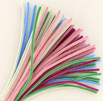 Fluffy Vintage Family Mix 6MM Pipe Cleaners for DIY Crafts – Pink, White, Blue, Green & Wine | Approx. 100 Pcs