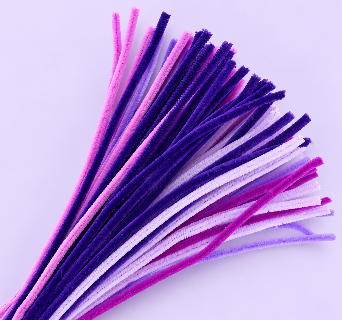Fluffy Purple Family Mix 6MM Pipe Cleaners for DIY Crafts – Dark Purple, Lavender, Pink, Magenta & White | Approx. 100 Pcs
