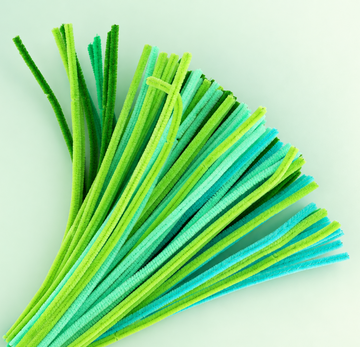 Fluffy Pastel Green Family Mix 6MM Pipe Cleaners for DIY Crafts – Lime Green, Mint Green, Aqua & Dark Green | Approx. 100 Pcs