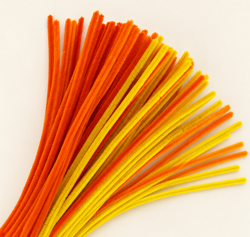 Fluffy Orange Family Mix 6MM Pipe Cleaners for DIY Crafts – Orange, Yellow & Golden Yellow | Approx. 100 Pcs