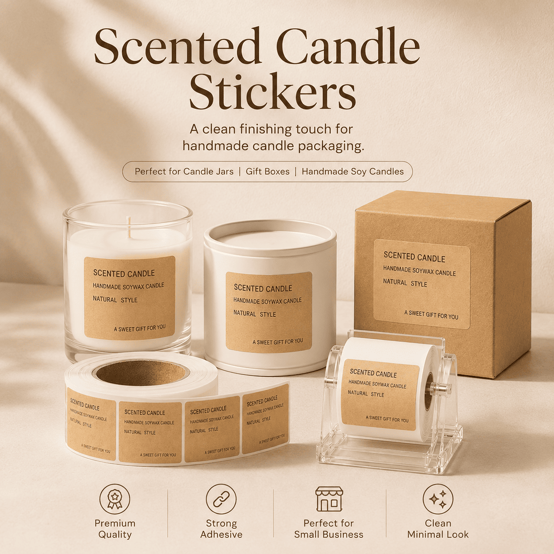 Rainbow India Scented Candle Kraft Label Sticker Roll – Candle Packaging Adhesive Labels