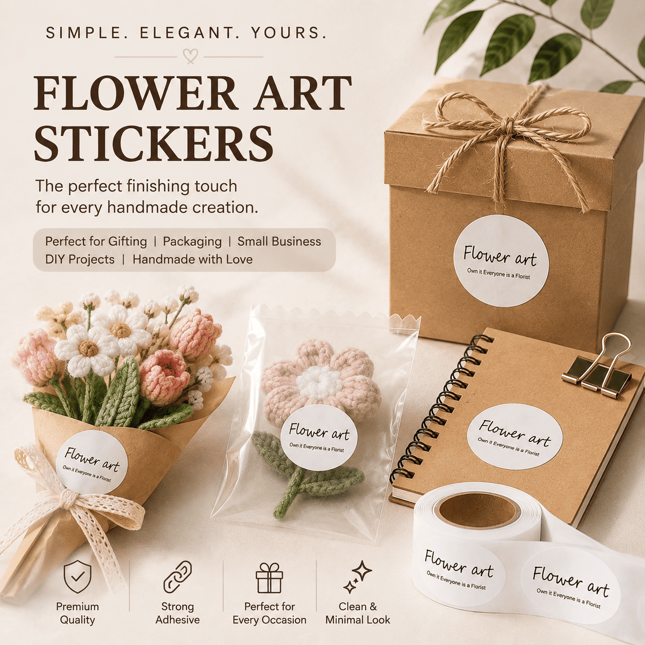 Rainbow India Flower Art Label Sticker Roll – Floral Packaging Adhesive Labels