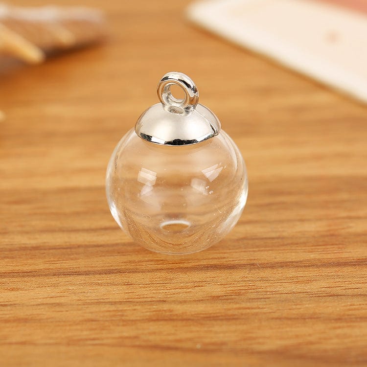 my store GLASS BOTTLE Small Glass Globe Charm With Gold Cap