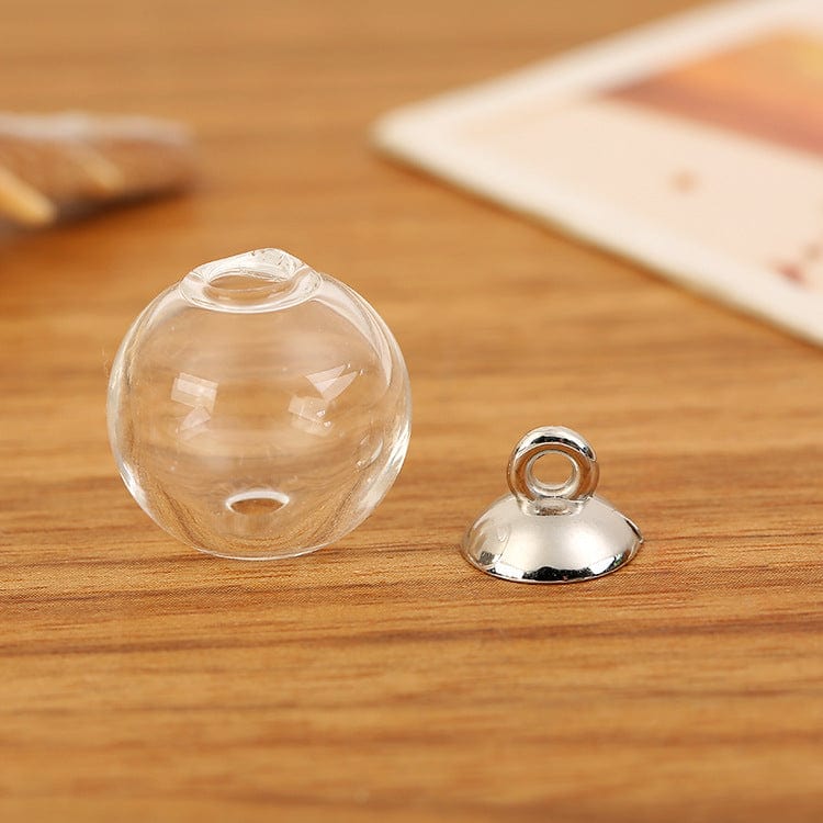 my store GLASS BOTTLE Medium Glass Globe Charm With Gold Cap