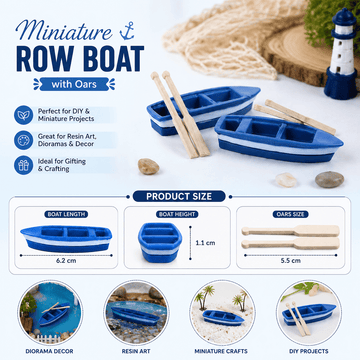 Crafteria Boat With Oars Miniature (3 Pcs / 2 Sets )