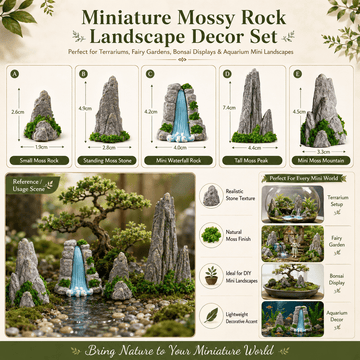 Crafteria Mossy Rock Landscape Decor Set Miniature (5PCS)