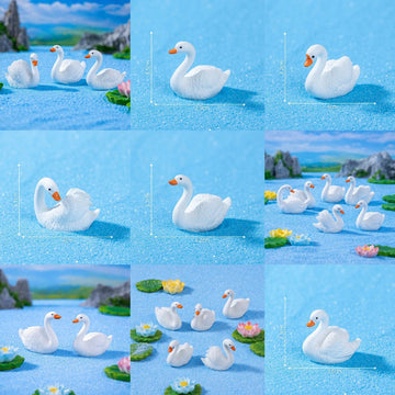 Crafteria 5Pcs White Swan Miniature