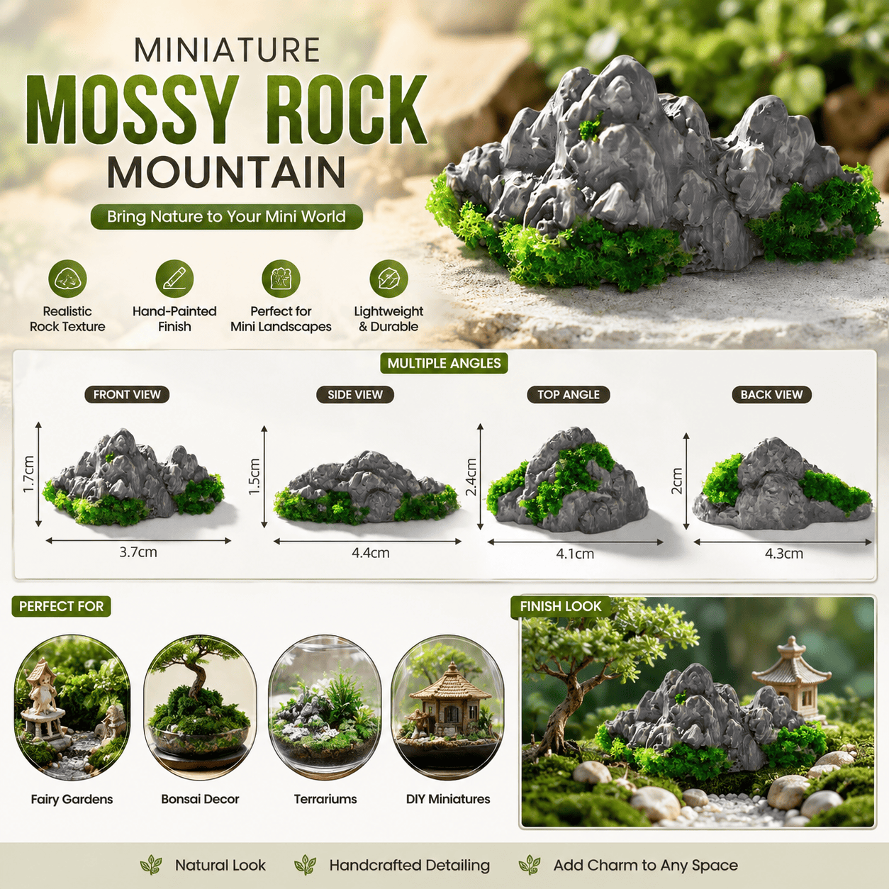 Crafteria Mini Mossy Rock Mountain (4Pcs) Mossy Rock Mountain