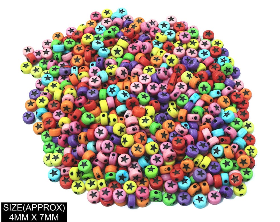my store BEADS IDLY WHITE STAR DESIGN BEADS (COL+BLK)