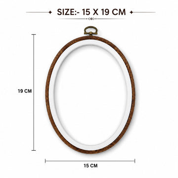 Medium Oval Embroidery Hoop Frame with Wood-Look Finish for Hand Embroidery & Cross Stitch