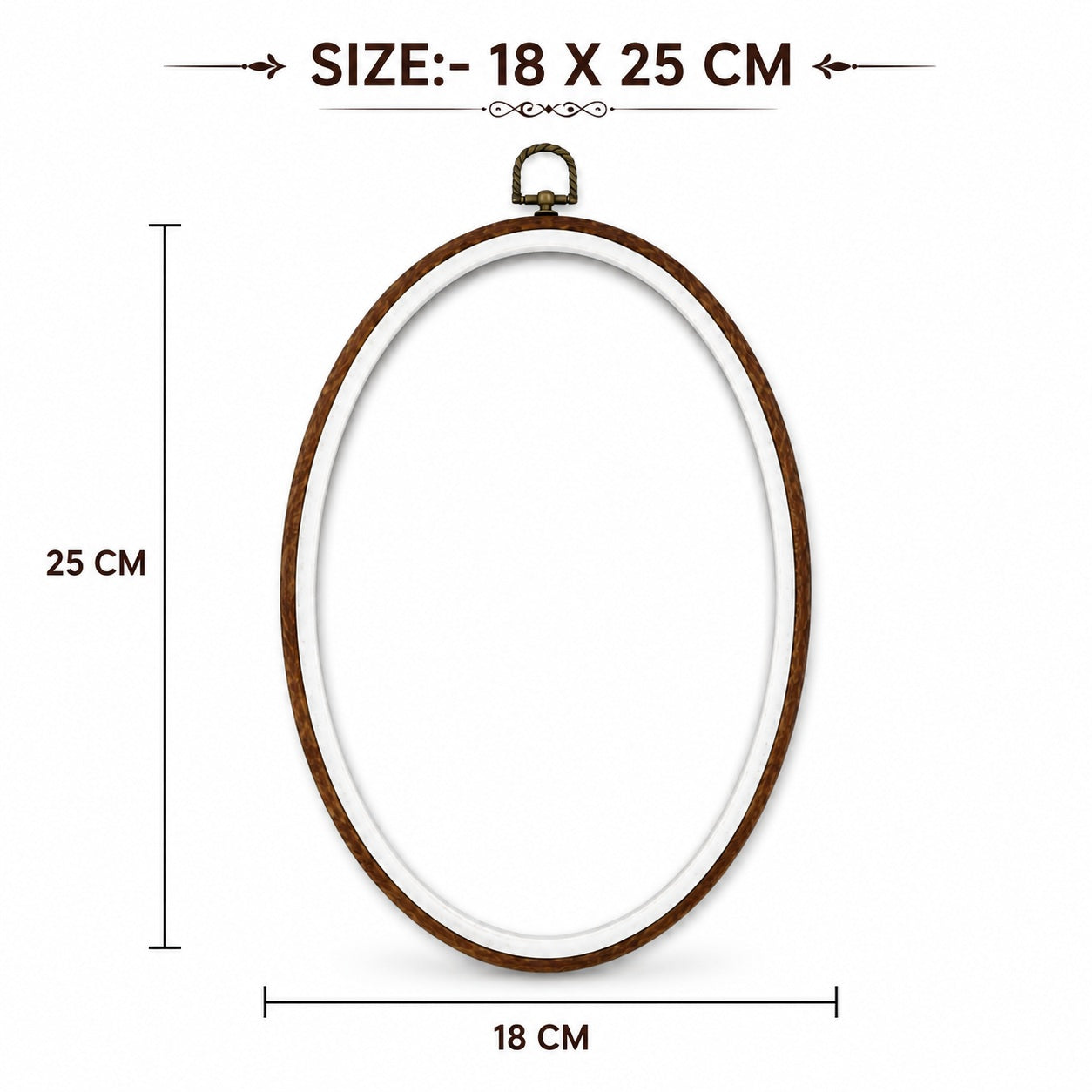 Large Oval Embroidery Hoop Frame with Wood-Look Finish for Hand Embroidery, Cross Stitch & Needlework