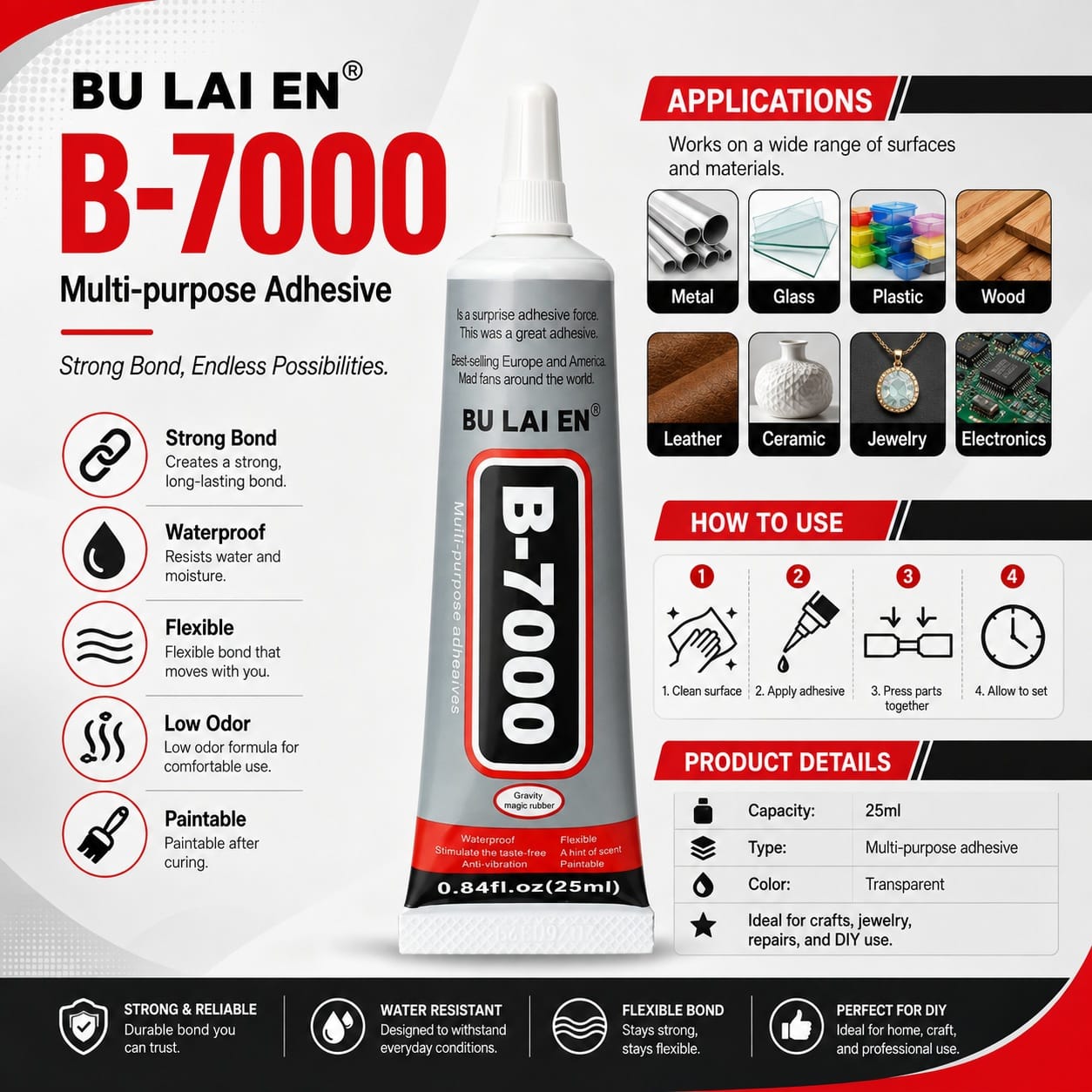 B-7000 Multi-Purpose Adhesive Glue – 25 ML | Pack of 1 Pc