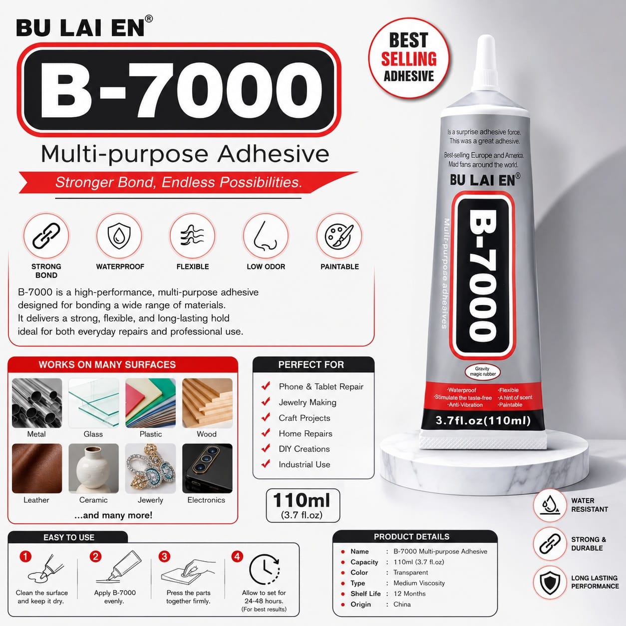 B-7000 Multi-Purpose Adhesive Glue – 110 ML | Pack of 1 Pc