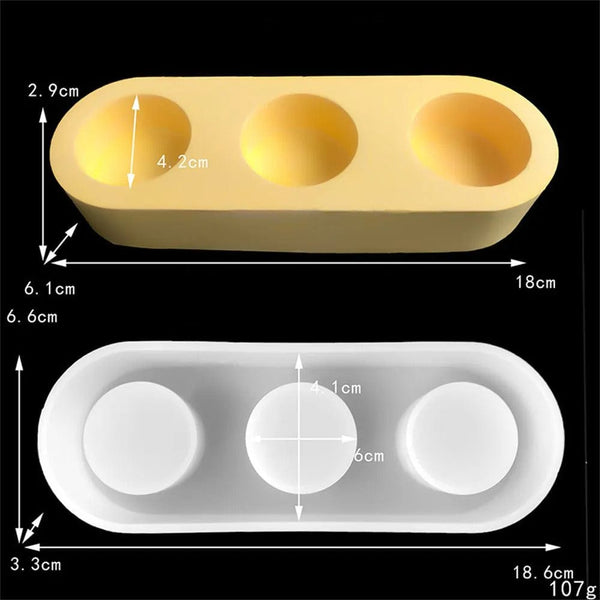 My Store Silicon Mould 3 Cavity Capsule Tea Light Holder Mould