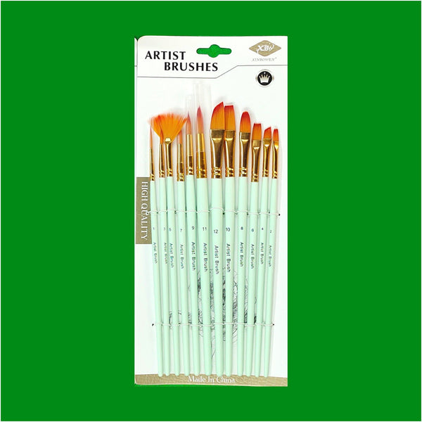 Crafteria D01 12 PC MIX BRUSH SET PASTEL COLOURS
