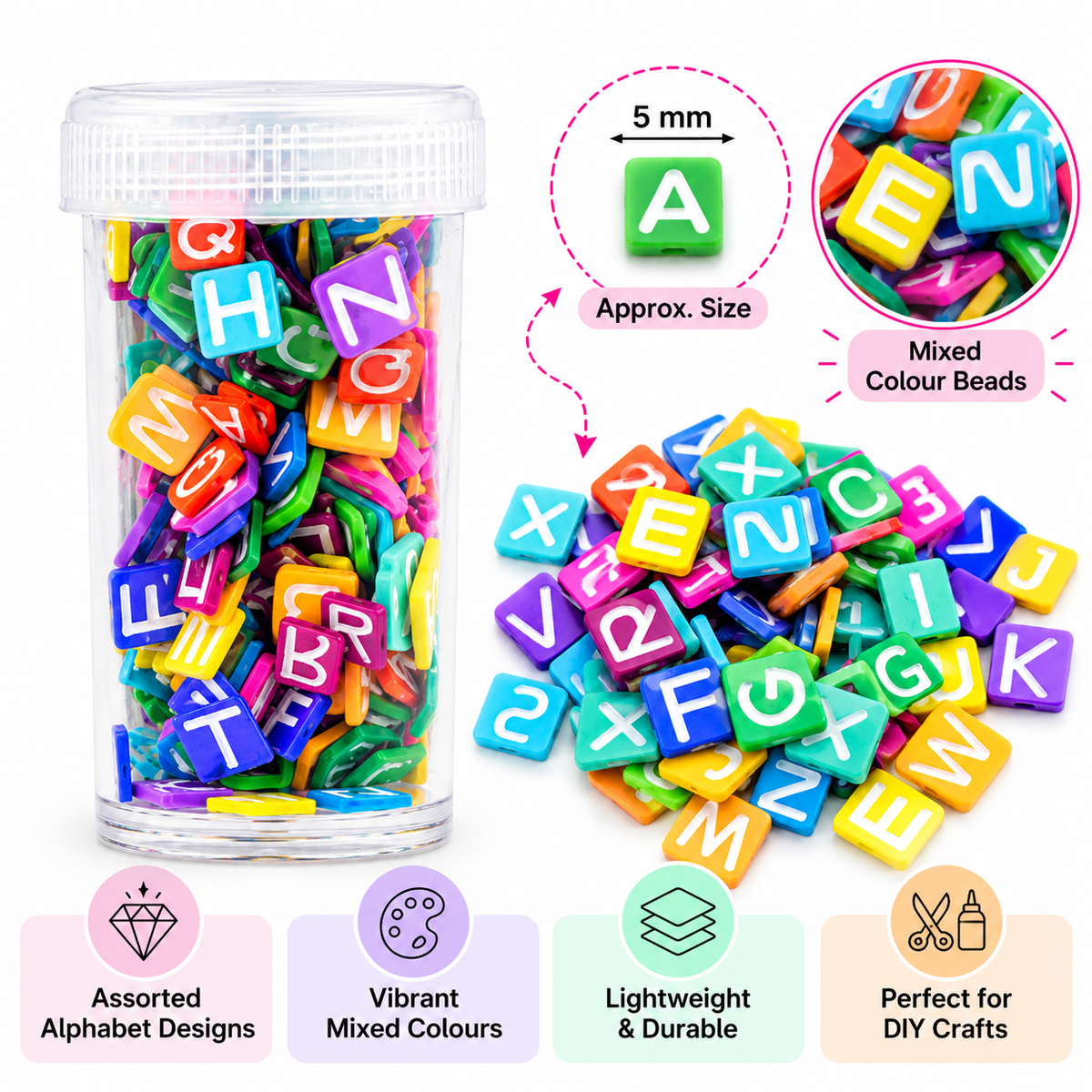 Assorted Square Alphabet Polymer Clay Slices