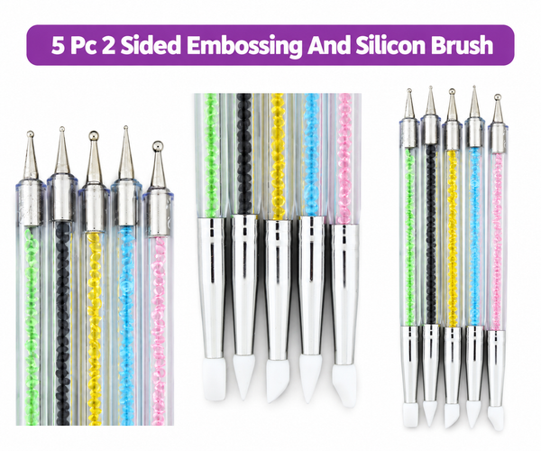 5 Pc 2 Sided Embossing And Silicon Brush
