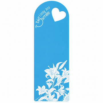 Little Joy Big Smile Azure Blue Lily Printed Flower Card with Heart Cutout for DIY Bouquets & Gift Packaging