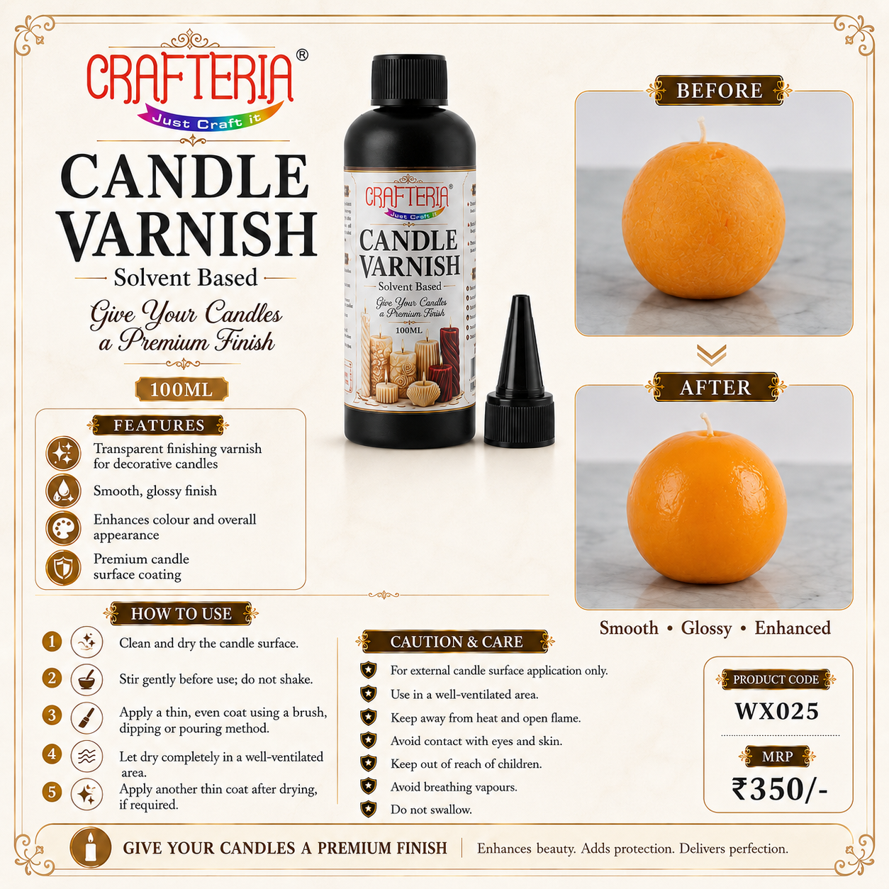 Crafteria Candle Varnish – Solvent Based – 100ML