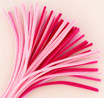 Fluffy Baby Girl Theme Mix 6MM Pipe Cleaners for DIY Crafts – Baby Pink, Light Pink, Hot Pink & Dark Pink | Approx. 100 Pcs