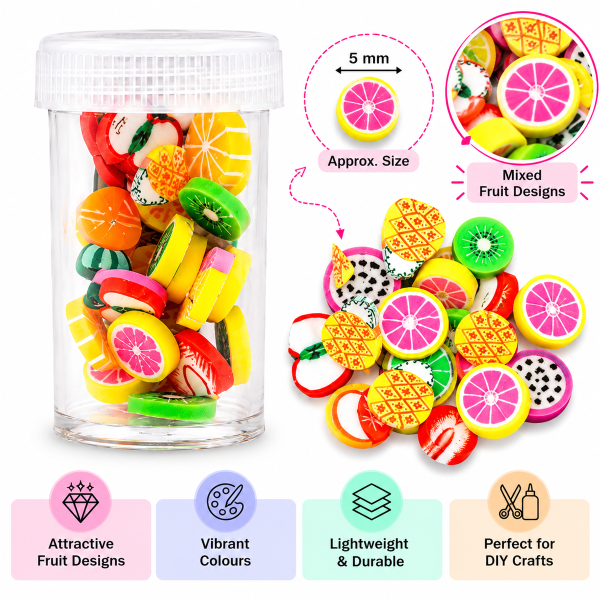Assorted Fruit Slice Polymer Clay Embellishments