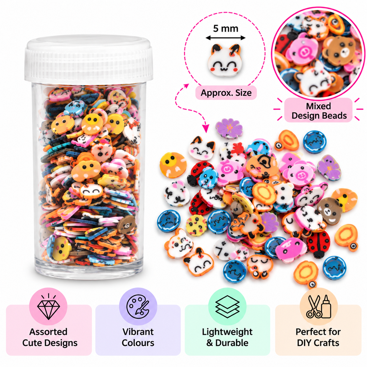 Assorted Cartoon Character Polymer Clay Embellishments