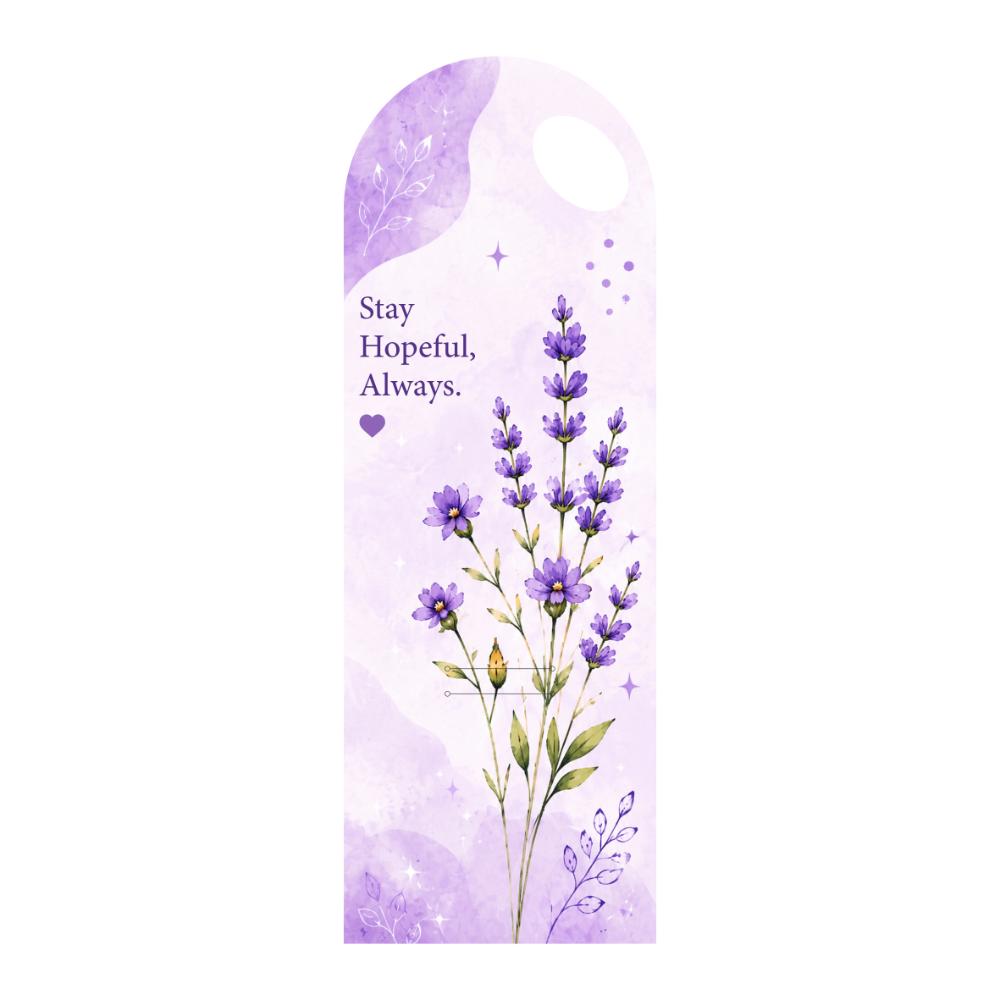 Purple Lavender Floral Bouquet Flower Card with Handle – Stay Hopeful Always Design – 5 Pcs Pack