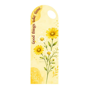 Yellow Daisy Floral Bouquet Flower Card with Handle – Good Things Take Time Design – 5 Pcs Pack