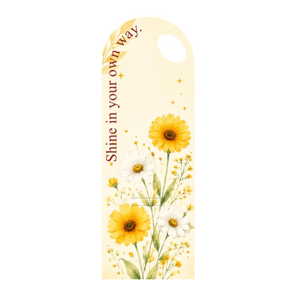 Yellow & White Daisy Floral Bouquet Flower  Card with Handle – Shine in Your Own Way Design – 5 Pcs Pack