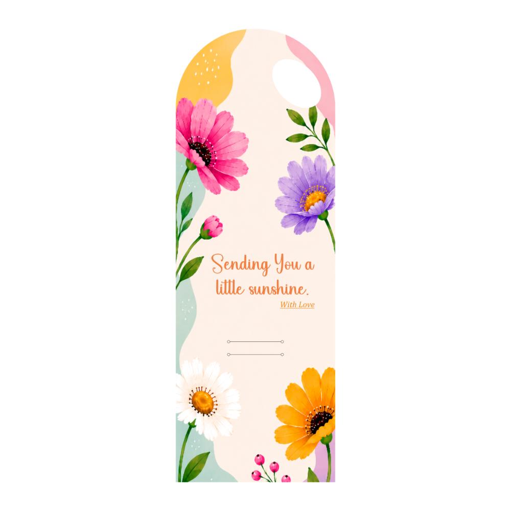 Multicolor Floral Bouquet Flower  Card with Handle – Sending You a Little Sunshine Design – 5 Pcs Pack