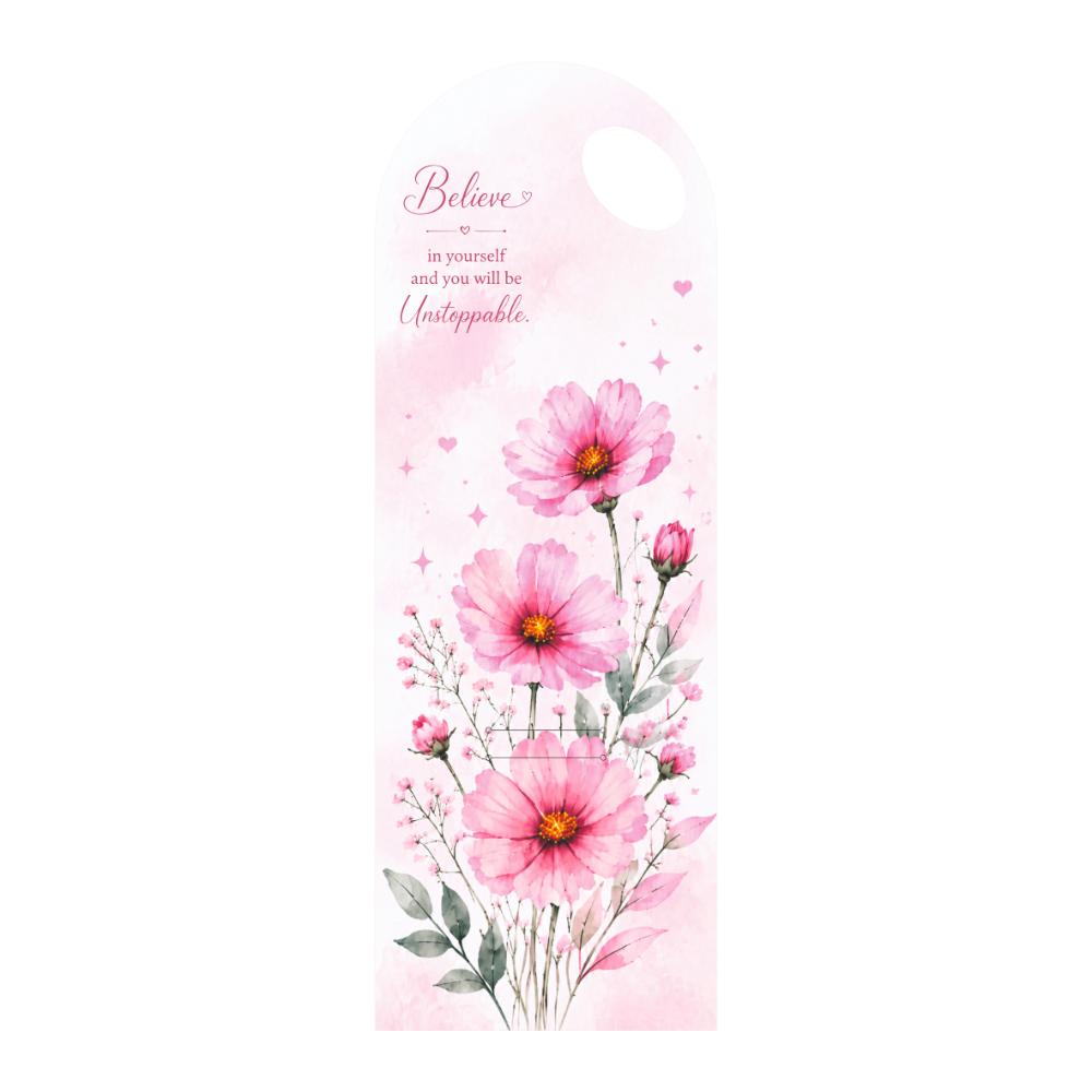 Pink Floral Bouquet Flower Card – 5 Pcs Pack
