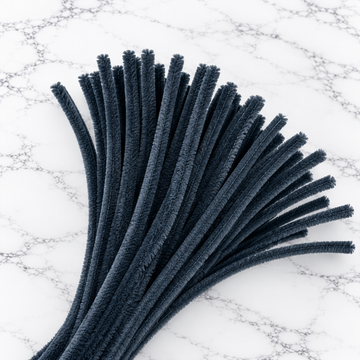 Charcoal Black Chenille Pipe Cleaners 10MM – Pack of 100 Pcs