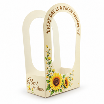 “Every Day Is a Fresh Beginning” Sunflower Floral Gift Box with Window – Premium Gift Packaging Box